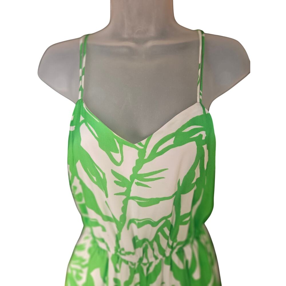 Lilly Pulitzer Green White Halter Jumpsuit Floral Zip up Pockets Sz XS Lined - Picture 4 of 9
